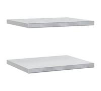 vidaXL Estantes de Pared 2 uds Acero Inoxidable Plateado 50x40x3 cm, Estante Flotante, Estante Flotante de Pared, Estante de Cuarto de Servicio