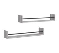 vidaXL Estantes de Pared 2 uds, Estanterías Colgantes con Barras, Muebles de TV Flotantes, Estanterías Expositoras para Casa, Gris Sonoma