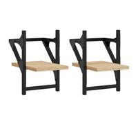 vidaXL Estantes de Pared 2 uds, Estanterías de Pared con Barras, Estantes Expositores Colgantes, Baldas Flotantes de Almacenaje, Roble Sonoma