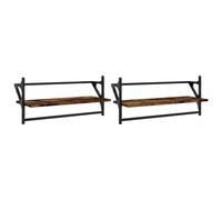 Estantes De Pared Con Barras 2 Uds Roble Ahumado 65x25x30 Cm Vidaxl