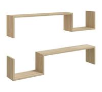 vidaXL Estantes de Pared 2 uds Madera de ingeniería Roble 100x15x20 cm
