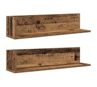 vidaXL Estantes de Pared 2 uds Madera Envejecida 75x16,5x16,5 cm, estantería Flotante, estantería montada en la Pared, estantería de Pared