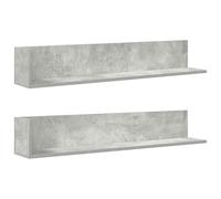 vidaXL Estantes de pared flotantes 2 uds Madera Gris hormigón 100x16,5x16,5 cm