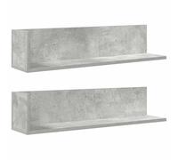 vidaXL Estantes de Pared 2 uds Madera Gris hormigón 75x16,5x16,5 cm