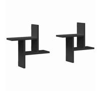 vidaXL Estantes de Pared 2 uds Madera ingeniería Negro 38x12x38 cm, Estante Flotante, Estante Flotante de Pared, Estante de exhibición de Pared