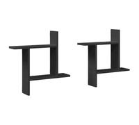 vidaXL Estantes de Pared 2 uds Madera ingeniería Negro 50x12x50 cm, Estante Flotante, Estante Flotante de Pared, Estante de exhibición de Pared