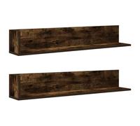 vidaXL Estantes de Pared 2 uds Madera Roble Ahumado 100x16,5x16,5 cm
