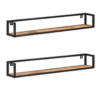 vidaXL 2X Madera de Mango Rugosa Estantes de Pared Repisa Flotante Balda Estantería Salón Sala de Estar Estudio Exhibición Colgante Decoración 120 cm