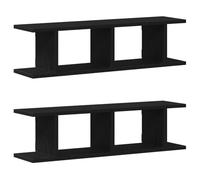 vidaXL Estantes de Pared 2uds Roble Negro 75x18x20cm Madera ingeniería, Estante Flotante, estantería de Pared, estantería de lavadero