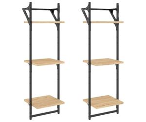 vidaXL Estantes de Pared 3 Niveles 2 uds, Estanterías Colgantes con Barras, Estantes Expositores, Baldas Flotantes de Almacenaje, Roble Sonoma