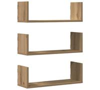 vidaXL Estantes de Pared 3 uds Madera ingeniería artisian 58x18x18 cm, Estante Flotante, Estante Flotante de Pared, Estante de exhibición de Pared