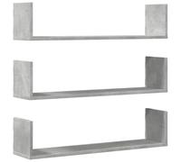 vidaXL Estantes Pared 3 uds Madera ingeniería Gris hormigón 80x18x18cm, Estante Flotante, Estante Flotante de Pared, Estante de exhibición de Pared