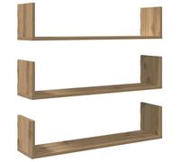 vidaXL Estantes de pared 3 unidades roble artesanal 80 x 18 x 18 cm de aglomerado, estantería de pared, estantería expositiva, expositor de pared, estantería colgante