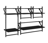 vidaXL Estantes de Pared 4 pzas, Estanterías con Barras, Estantes Expositores Colgantes, Baldas Flotantes, Madera de Ingeniería Negro