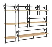 vidaXL Estantes de Pared 6 pzas, Estanterías con Barras, Estantes Expositores Colgantes, Baldas Flotantes, Madera de Ingeniería Roble Sonoma