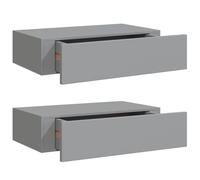 Estantes De Pared Con Cajón 2 Uds Mdf Gris 40x23,5x10 Cm Vidaxl