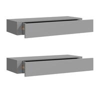 vidaXL Estantes de Pared con cajón 2 uds MDF Gris 60x23,5x10 cm