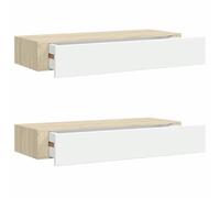 vidaXL Estantes de Pared con cajón 2 uds MDF Roble/Blanco 60x23,5x10cm