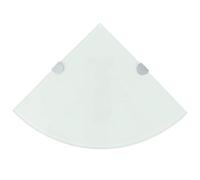 vidaXL 2X Estantes Esquina Soportes Balda Placa Panel Estantería para Casas o Tiendas de Pared Expositora Estantería Decoración Cromados Vidrio Blanco 35x35cm