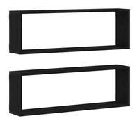 vidaXL Estantes Montados en Pared de Roble Negro Set de 2 | Almacenamiento Elegante de Madera para Sala Ahorra Espacio Fácil Instalación Diseño Moderno