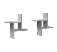 vidaXL Estantes Pared 2 uds Madera ingeniería Gris hormigón 38x12x38cm, Estante Flotante, Estante Flotante de Pared, Estante de exhibición de Pared