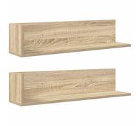 vidaXL Estantes Pared 2 uds Madera Roble Sonoma 75x16,5x16,5 cm
