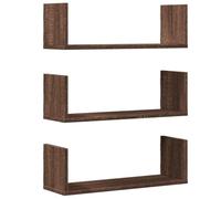 vidaXL Estantes Pared 3 uds Madera ingeniería marrón Roble 58x18x18cm, Estante Flotante, Estante Flotante de Pared, Estante de exhibición de Pared