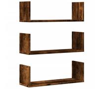vidaXL Estantes Pared 3 uds Madera ingeniería Roble Ahumado 58x18x18cm, Estante Flotante, Estante Flotante de Pared, Estante de exhibición de Pared