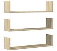 vidaXL Estantes Pared 3 uds Madera ingeniería Roble Sonoma 80x18x18 cm, Estante Flotante, Estante Flotante de Pared, Estante de exhibición de Pared
