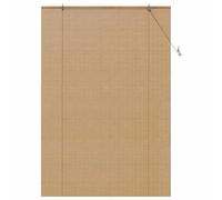 vidaXL Estor Enrollable con Cortinas Manual Marrón 140 x 220 cm Bambú, Persiana Enrollable, Sombra Ajustable para Oficina, ecológica, Control de luz Elegante, Cubierta Beige para Ventana