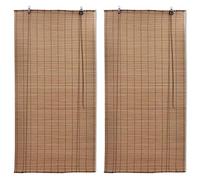 vidaXL Persianas Enrollables de Bambú 2 Piezas Estor Plegable Opaca Romana Decoración Ventana Interior Cortina Ecológico Privacidad Marrón 150x220 cm