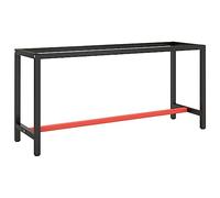 vidaXL Estructura Banco de Trabajo Mesa Soporte Base Muebles Mobiliario Bricolaje Garaje Taller Duradera Metal Negro y Rojo Mate 170x50x79cm