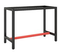 vidaXL Estructura Banco de Trabajo Mesa Soporte Base Muebles Mobiliario Bricolaje Garaje Taller Duradera Metal Negro y Rojo Mate 110x50x79cm