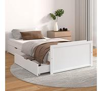 vidaXL Estructura Cama Cajones Somier Dormitorio Base Habitación Muebles Mobiliario Hogar Cuarto Descanso Madera Maciza de Pino Blanco 90x200 cm