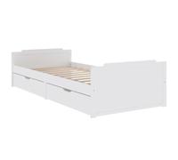 vidaXL Estructura Cama Cajones Somier Dormitorio Base Habitación Muebles Mobiliario Hogar Cuarto Descanso Madera Maciza de Pino Blanco 90x200 cm