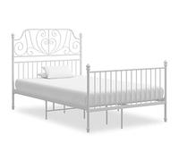 vidaXL Estructura Cama Casa Hogar Dormitorio Robusta Duradera Muebles Mobiliario Cómodo Matrimonial Metal Blanco 120x200 cm Madera Contrachapada
