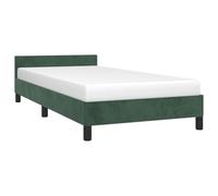 vidaXL Estructura Cama con Cabecero Dormitorio Marco Base Soporte Tapizada Adorno Decoración Habitación Terciopelo Verde Oscuro 90x200 cm