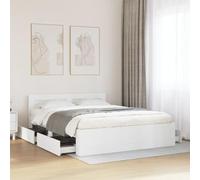 vidaXL Estructura Cama con cabecero Madera ingeniería Blanco 150x200cm