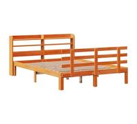 vidaXL Estructura Cama con cabecero Madera Pino marrón Cera 120x200 cm, Estructura de Cama de Madera, Base de Cama, Cama Plataforma