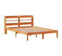 vidaXL Estructura Cama con cabecero Madera Pino marrón Cera 140x190 cm, Estructura de Cama de Madera, Base de Cama, Cama Plataforma