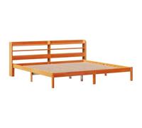 vidaXL Estructura Cama con cabecero Madera Pino marrón Cera 180x200 cm, Estructura de Cama de Madera, Base de Cama, Cama Plataforma
