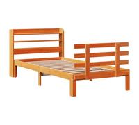 vidaXL Estructura Cama con cabecero Madera Pino marrón Cera 90x200 cm, Estructura de Cama de Madera, Base de Cama, Cama Plataforma