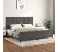 vidaXL Estructura Cama con Cabecero Matrimonial Somier Tapizado Dormitorio Habitación Muebles Cuarto Descanso Terciopelo Gris Oscuro 200x200 cm