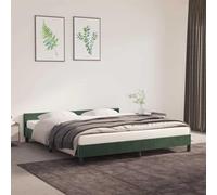 vidaXL Estructura Cama con Cabecero Matrimonial Somier Tapizado Dormitorio Habitación Muebles Cuarto Descanso Terciopelo Verde Oscuro 180x200 cm