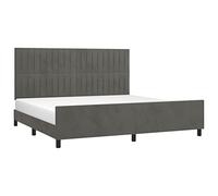 vidaXL Estructura cama matrimonial con cabecero somier tapizado terciopelo gris oscuro 200x200 cm