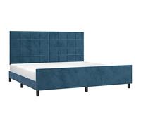 vidaXL Estructura Cama con Cabecero Matrimonial Somier Tapizado Dormitorio Habitación Muebles Cuarto Descanso Terciopelo Azul Oscuro 200x200 cm