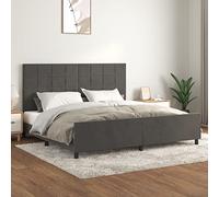 vidaXL Estructura Cama con Cabecero Matrimonial Somier Tapizado Dormitorio Habitación Muebles Cuarto Descanso Terciopelo Gris Oscuro 200x200 cm