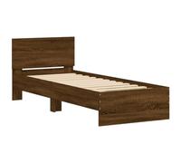 vidaXL Cama con Cabecero, Somier de Invitados, Estructura Armazón de Cama, Mueble para Dormitorio, Madera de Ingeniería Marrón Roble 90x200 cm