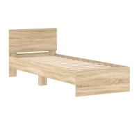 vidaXL Cama con cabecero, armazón de madera de ingeniería Roble Sonoma 90x190 cm