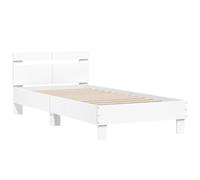 vidaXL Estructura Cama con Cabecero, Somier de Invitados, Marco de Cama, Mueble para Dormitorio, Madera de Ingeniería Blanco 100x200 cm